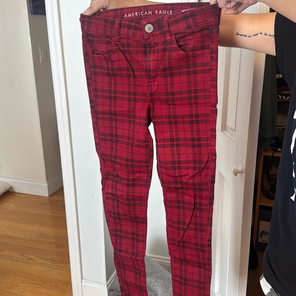 American Eagle High Rise Jeggings (Plaid)